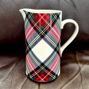 Pottery Barn Stewart Plaid 36oz Stoneware Pitcher - Retired Hard to Find